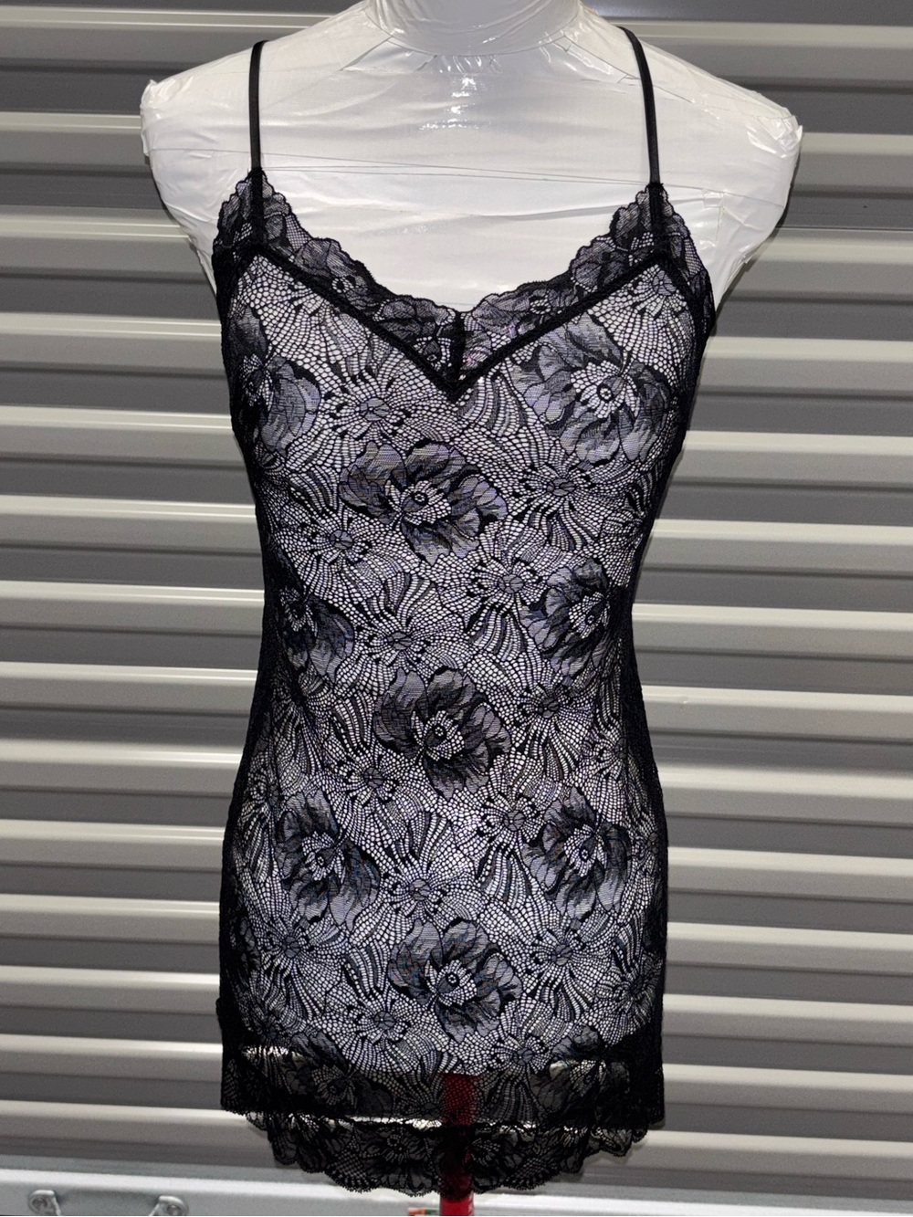 Victoria's Secret Y2K full Black lace sheer baby doll Nighty Sz.XS